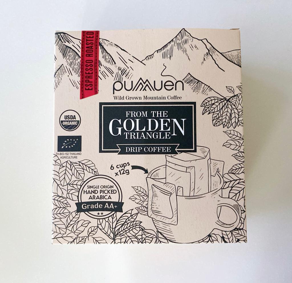 Pumuen Organic Mountain Coffee Grade AA+ Espresso roasted drip bag 12g x 6